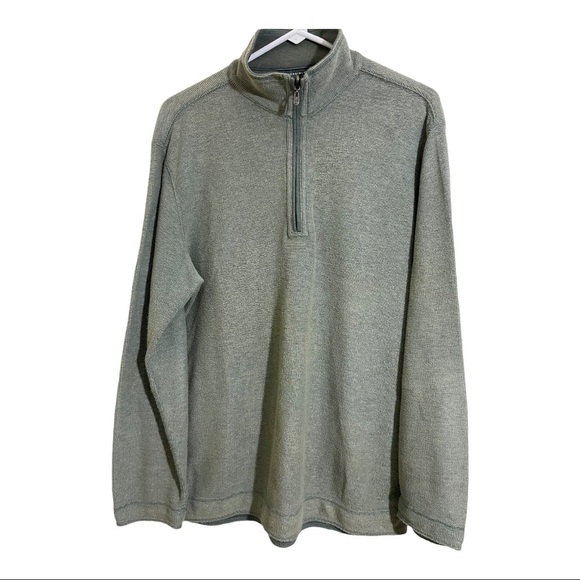 Indigo Palms mens Revesible half zip tencel cotton sweater light green Medium - Picture 4 of 8